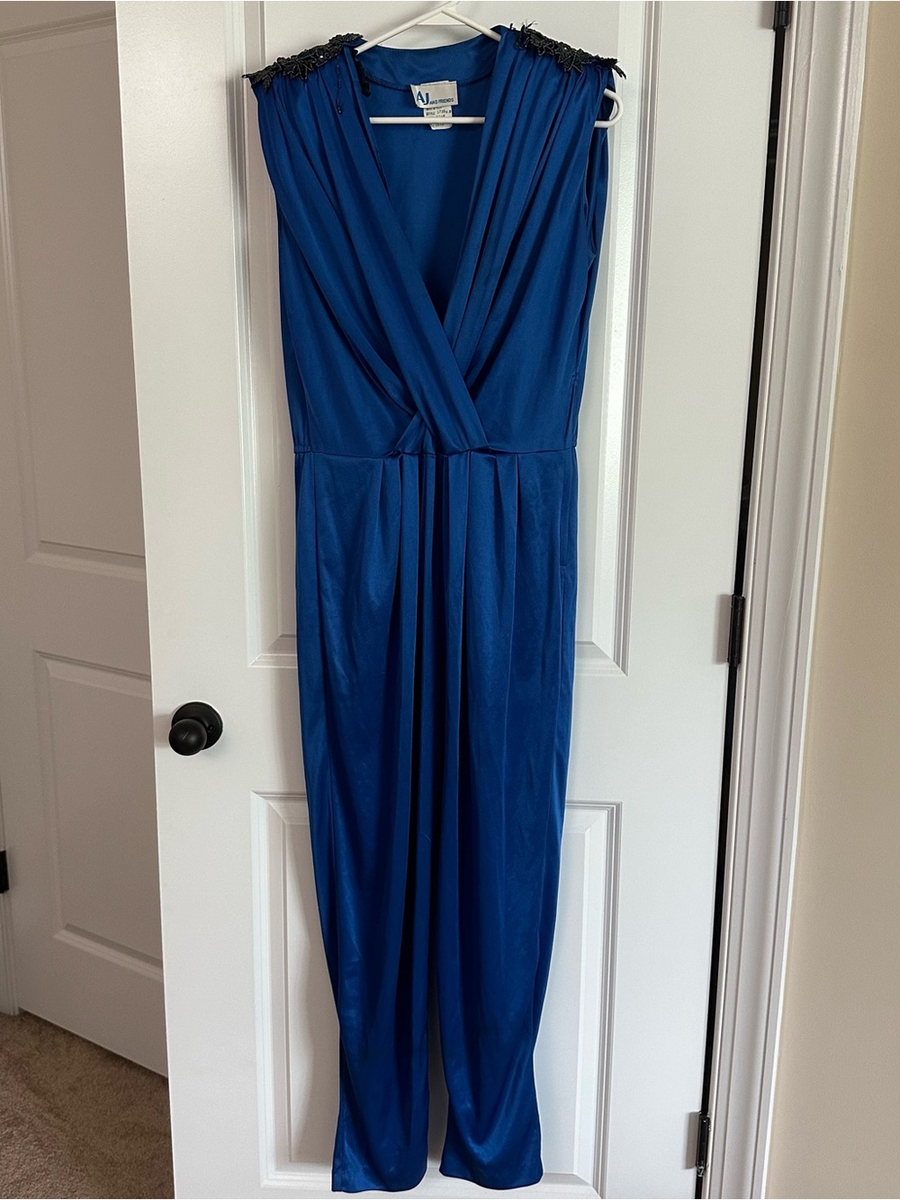 Vintage AJ & Friends Royal Blue Sleeveless Straight Leg Jumpsuit Size 13-14